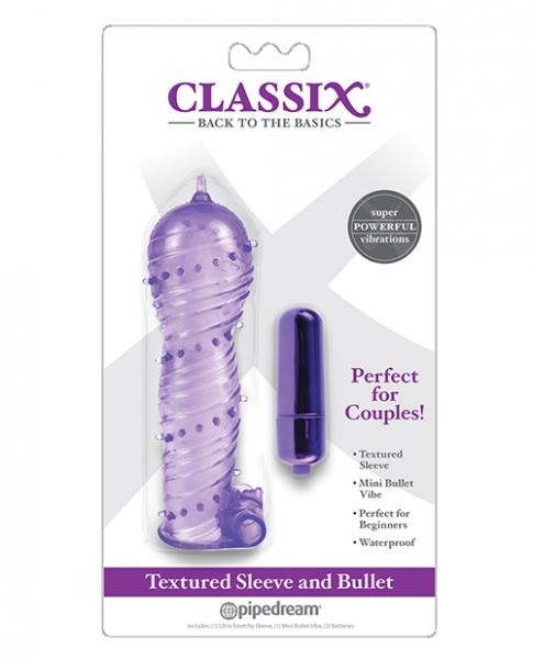 Classix Textured Sleeve & Bullet Vibrator Purple