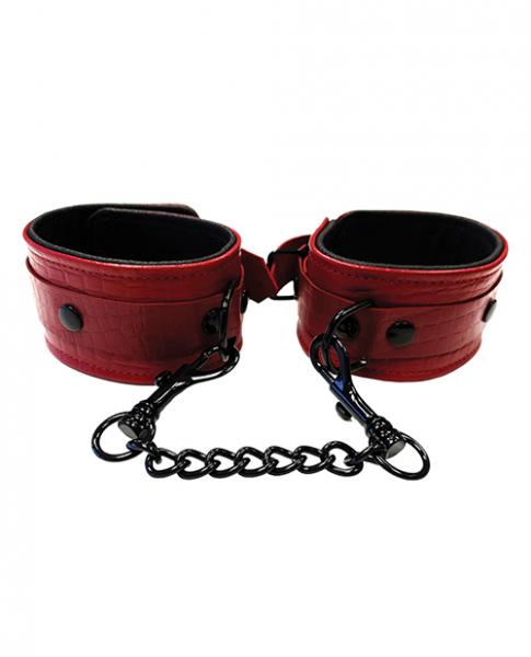 Rouge Anaconda Leather Wrist Cuffs Burgundy Black