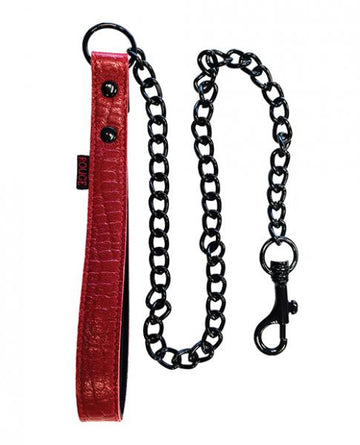 Rouge Leather Handle Lead Dog Chain Burgundy