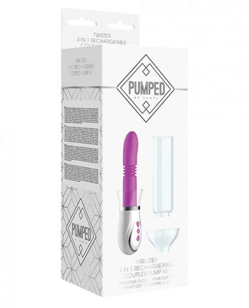 Shots Pumped Thruster 4 In 1 Rechargeable Couples Pump Kit - Purple