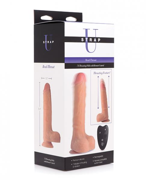 Strap U Thrusting Dildo W/remote Control - Flesh