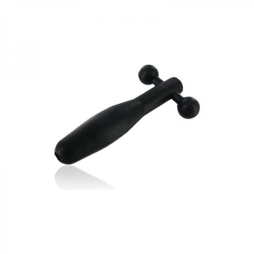 Silicone Cum Thru Barbell Penis Plug Black