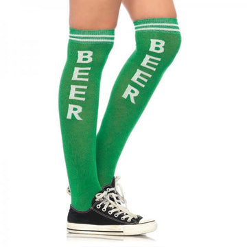 Beer Time Acrylic Athletic Socks O/S Green White