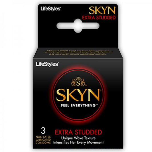 Lifestyles Skyn Extra Studded 3 Pack Non-Latex Condoms