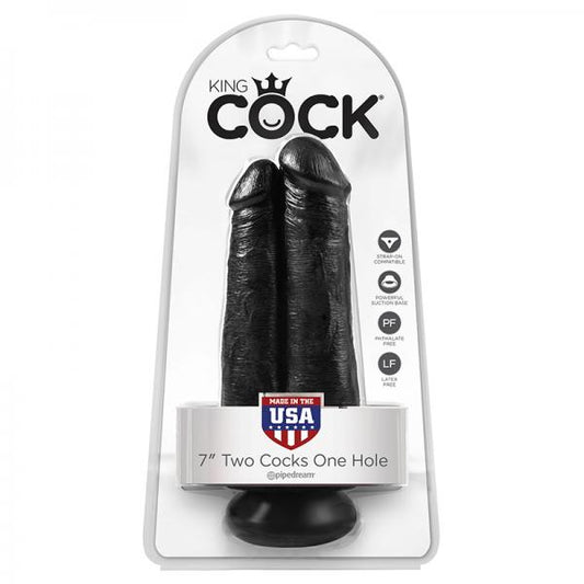 King Cock 7in Two Cocks One Hole Black