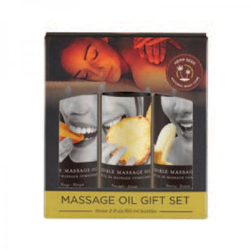 Earthly Body Edible Massage Oil Gift Set: 2oz Mango,2oz Banana &amp; 2oz Pineapple