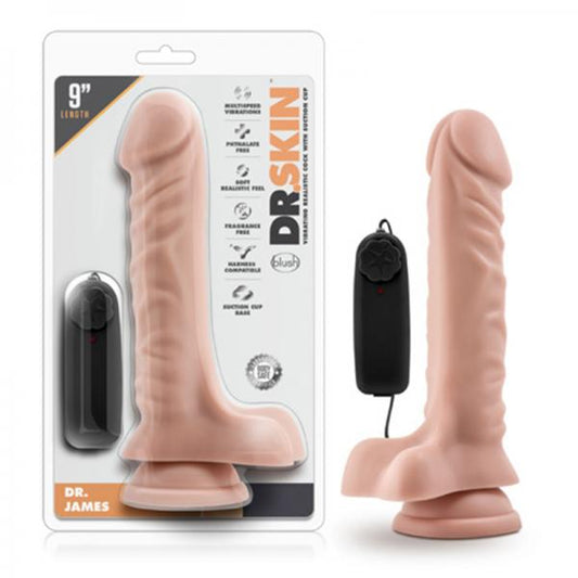 Dr. Skin - Dr. James - 9in Vibrating Cock With Suction Cup - Vanilla