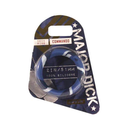 Major Dick Commando Cock Ring Blue Camo 2 inches