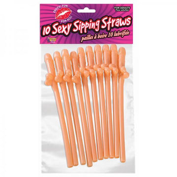 10 Sexy Sipping Straws Beige Pecker