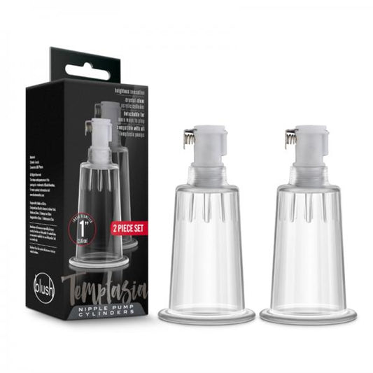 Temptasia - Nipple Pumping Cylinders - Set Of 2 (1in Diameter) - Clear