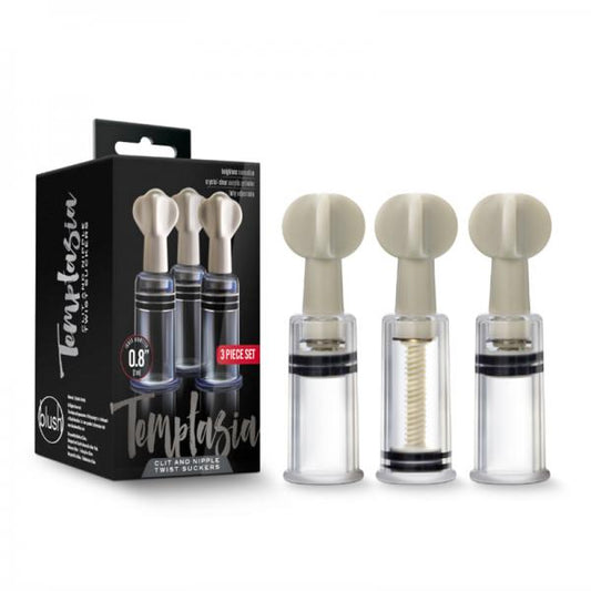 Temptasia - Clit And Nipple Twist Suckers - Set Of 3 - Clear