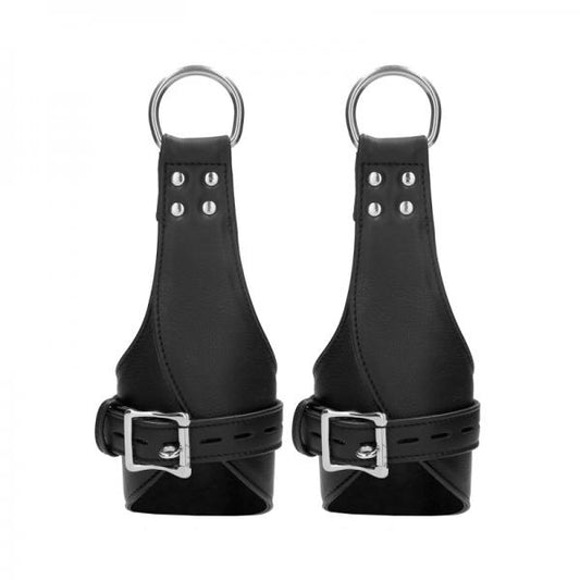 Ouch! Pain - Calf Leather Suspension Wrist Bondage Handcuffs