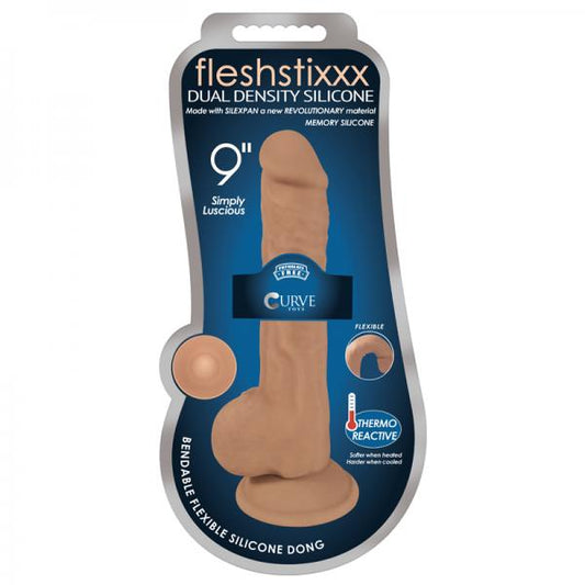 Fleshstixxx 9in Silicone Dildo With Balls Latte