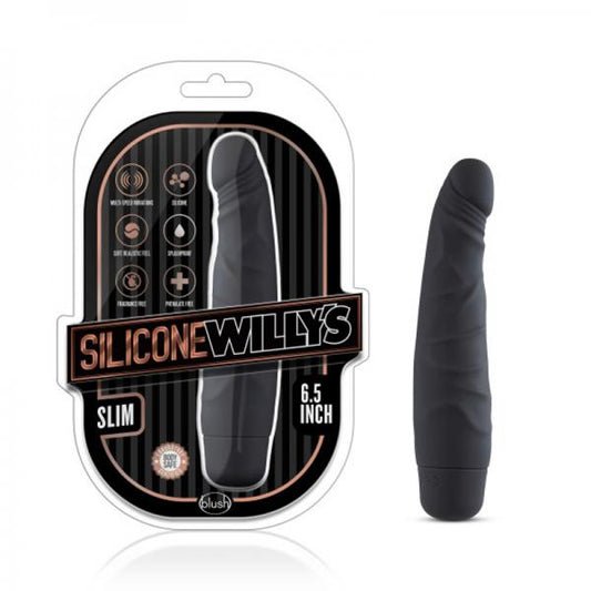 Silicone Willy's Slim 6.5" Vibrating Dildo Black