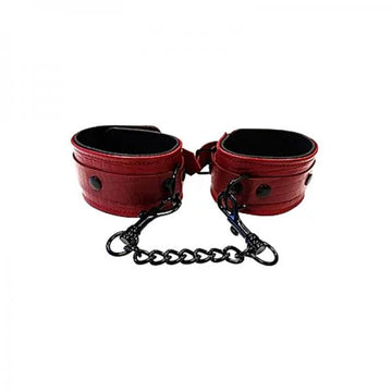 Leather Ankle Cuffs Burgunday &amp; Black Accessories