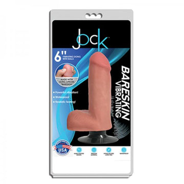 Jock Bareskin Vibrating Dong W/balls &amp; Suction Cup 6in Vanilla