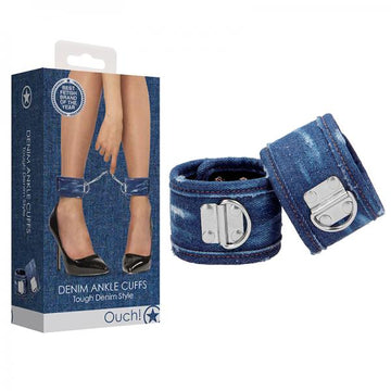 Ouch! Denim Ankle Cuffs - Roughened Denim Style - Blue