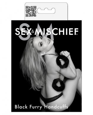 Sex & Mischief furry handcuffs - black