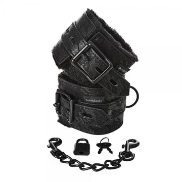 Sincerely Lace Fur Lined Handcuffs Black