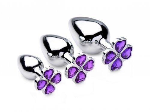 Booty Sparks Violet Flower Gem Anal Plug Set